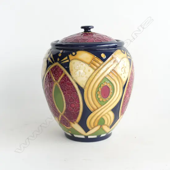 A Moorcroft lidded jar, Staffordshire Gold pattern, designed by Alicia Amison, c.2010,